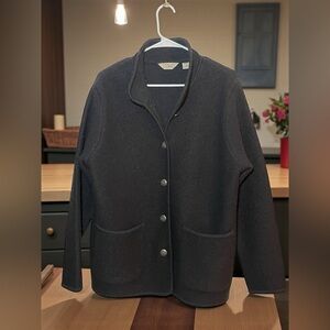 L.L.Bean Vintage Women’s 100% Wool Black Jacket Cardigan Sweater  Sustainable L